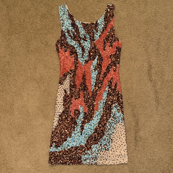 NWT Gorgeous Marciano Multicolor Sequin Dress - Picture 6 of 10